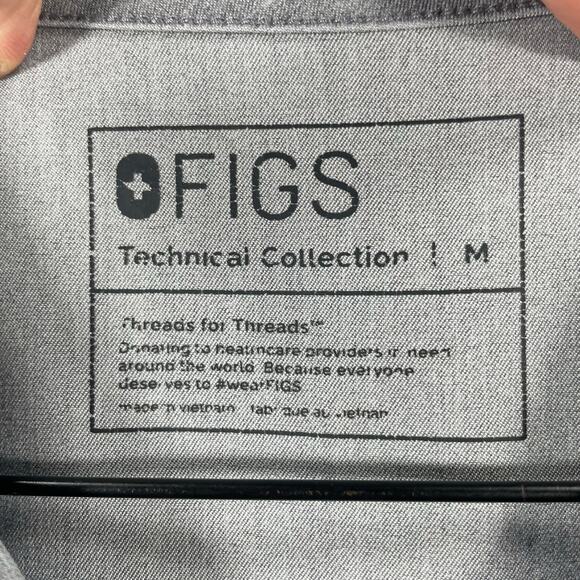 Figs Chisec Three-Pocket Scrub Top Men's M Gray Medical Nursing Uniform Hospital - Picture 4 of 10